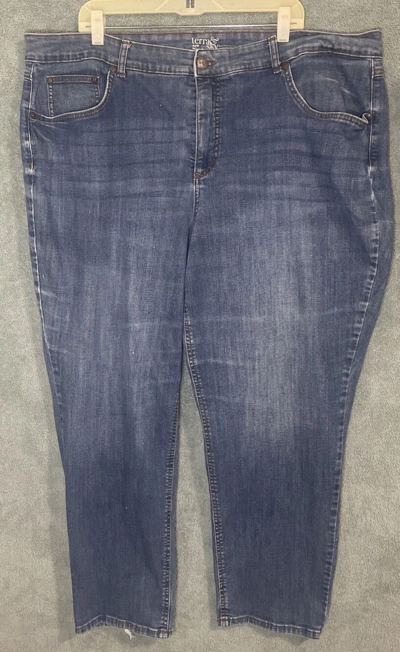 Terra & Sky Women’s Jeans 24W Blue Straight Leg Medium Wash Casual‎ Everyday